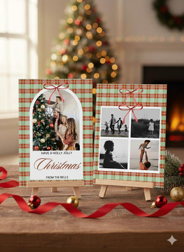 Farmhouse Plaid Christmas Photo Card | Printable Holiday Greeting Template