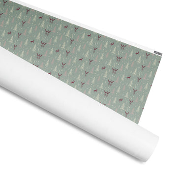 Festive Reindeer & Pine Tree Christmas Wrapping Paper