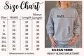 Custom embroidered family sweatshirt size chart