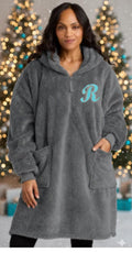Custom Embroidered Sherpa Wearable Blanket | Oversized Hoodie Pancho