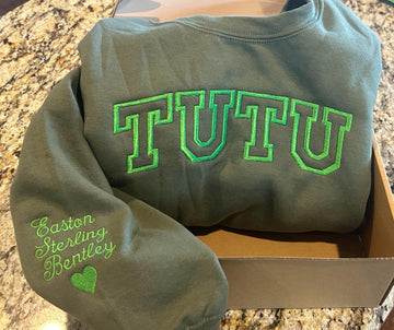 Custom embroidered grandma mama name sweatshirt with sleeve embroidery