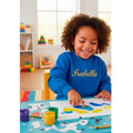 Personalized kids crewneck sweatshirt embroidery detail