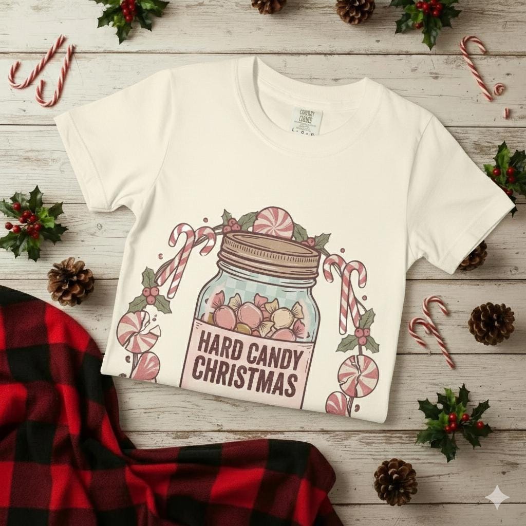 Mason Jar Hard Candy Christmas Wreath Comfort Colors 1717 T-shirt