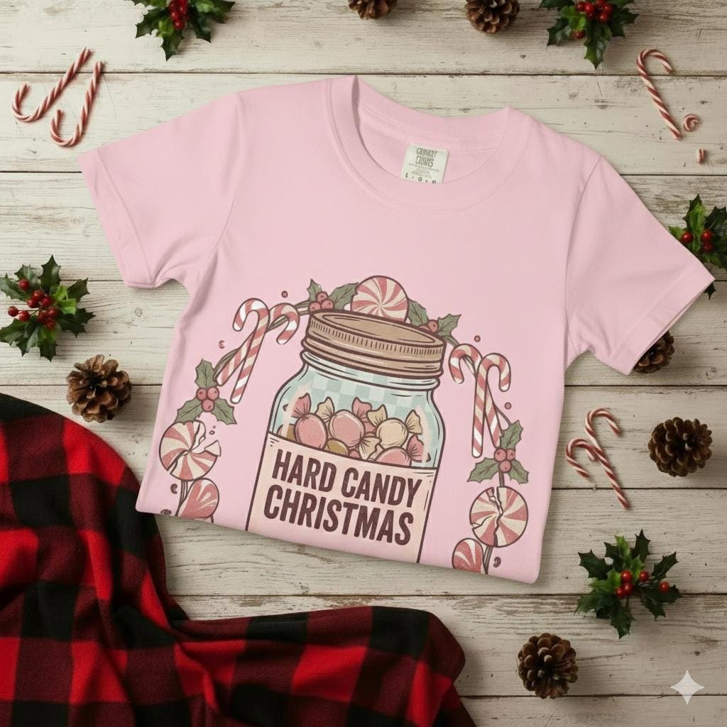 Mason Jar Hard Candy Christmas Wreath Comfort Colors 1717 T-shirt