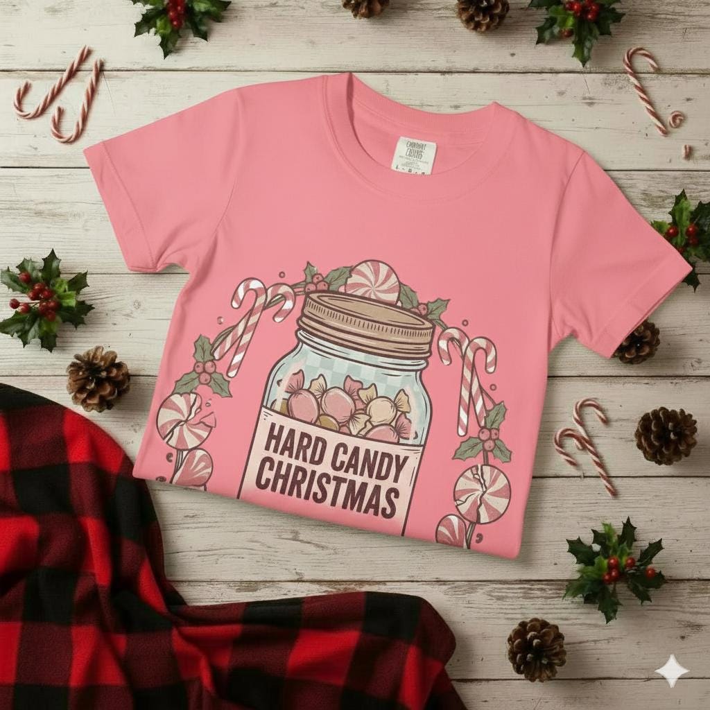 Mason Jar Hard Candy Christmas Wreath Comfort Colors 1717 T-shirt