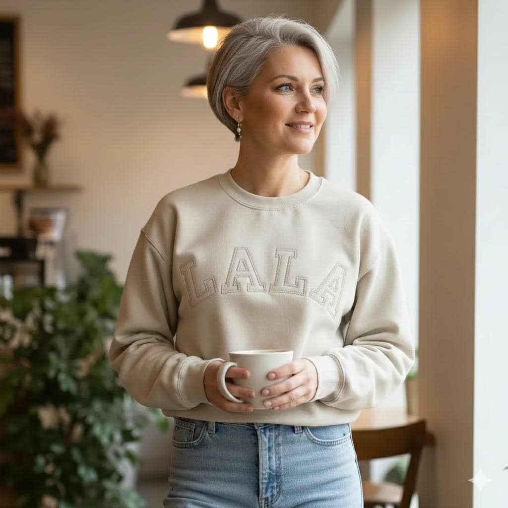 Custom embroidered grandma sweatshirt, personalized names sleeve monogrammed crewneck
