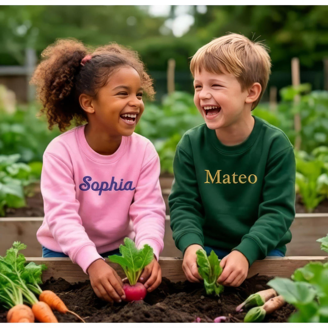 Custom embroidered kids crewneck sweatshirt with personalized name