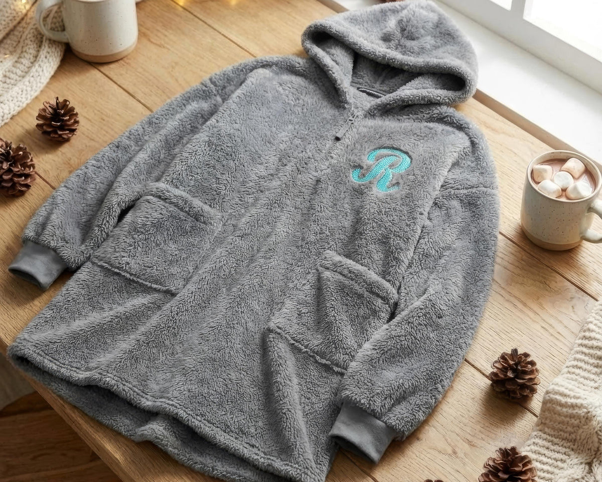 Custom Embroidered Plush Poncho Personalized Oversized Hoodie Blanket Port Authority BP42 Monogrammed Wearable Fleece