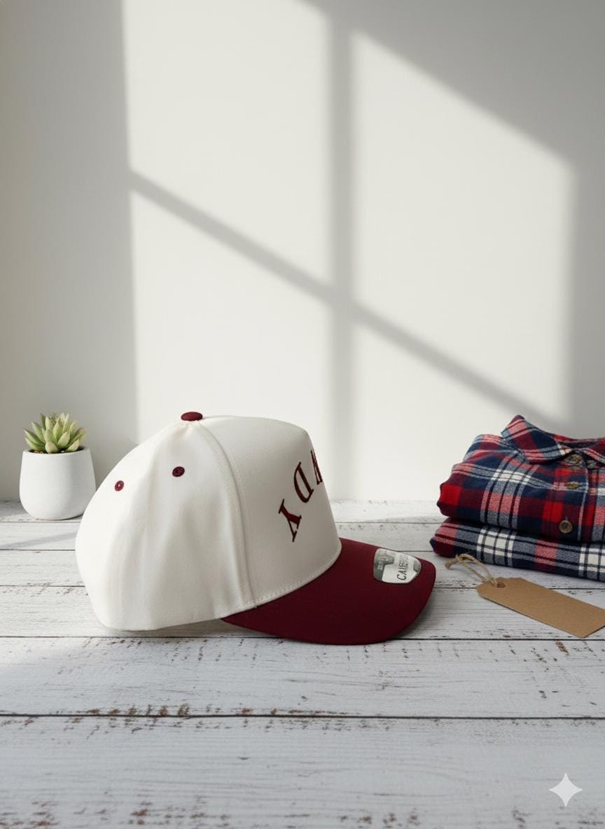Upside Down Embroidered Maroon & Cream Trucker HOWDY Cambridge PB274 Hat