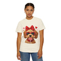 Faux Yarn Valentine Doodle with Heart Sunglasses T-Shirt | Dog Lollipop Design