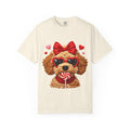 Faux Yarn Valentine Doodle with Heart Sunglasses T-Shirt | Dog Lollipop Design