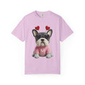 Faux Yarn Frenchie Valentines Day Tee Shirt