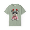 Faux Yarn Frenchie Valentines Day Tee Shirt
