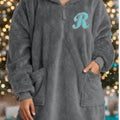Custom Embroidered Sherpa Wearable Blanket | Oversized Hoodie Pancho