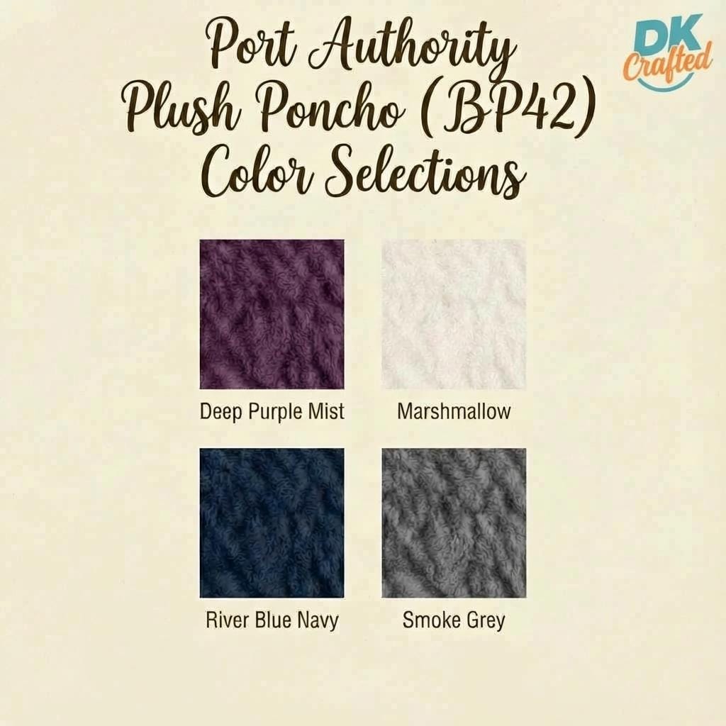 Custom Embroidered Plush Poncho Personalized Oversized Hoodie Blanket Port Authority BP42 Monogrammed Wearable Fleece