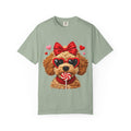 Faux Yarn Valentine Doodle with Heart Sunglasses T-Shirt | Dog Lollipop Design