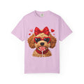 Faux Yarn Valentine Doodle with Heart Sunglasses T-Shirt | Dog Lollipop Design