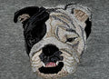 Embroidered pet portrait close-up detail