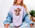 Highland Cow Valentine T-Shirt, Heart Glasses, Coquette Farmhouse Tee