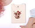 Highland Cow Valentine T-Shirt, Heart Glasses, Coquette Farmhouse Tee