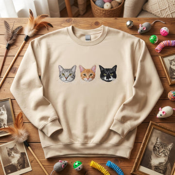 Custom embroidered pet portrait sweatshirt, Mother's Day gift