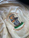 Custom Embroidered Bear Baby Blanket/ Personalized Monogrammed Photographer Swaddle Blanket
