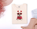 Faux Crochet Bulldog with Heart Sunglasses Comfort Colors Valentine Shirt
