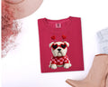 Faux Crochet Bulldog with Heart Sunglasses Comfort Colors Valentine Shirt