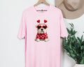 Faux Crochet Bulldog with Heart Sunglasses Comfort Colors Valentine Shirt