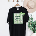 Happy Go Lucky Vintage Stamp T-Shirt | Green Coquette Bow Striped