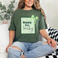 Happy Go Lucky Vintage Stamp T-Shirt | Green Coquette Bow Striped