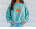 Custom Embroidered Highland Cow Comfort Colors Crewneck Sweatshirt