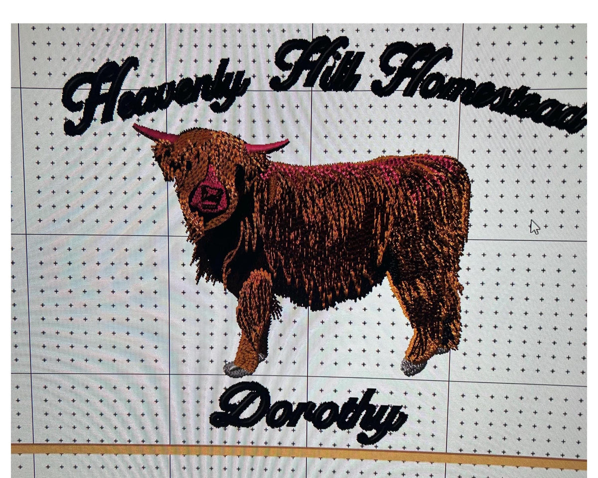 Custom Embroidered Highland Cow Comfort Colors Crewneck Sweatshirt