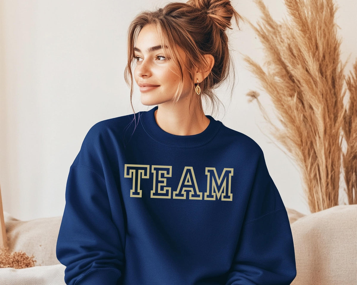Custom Embroidered Gildan 18000 Varsity "TEAM" Oversized Sweatshirt | Personalized Collegiate Crewneck