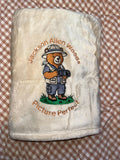 Custom Embroidered Bear Baby Blanket/ Personalized Monogrammed Photographer Swaddle Blanket