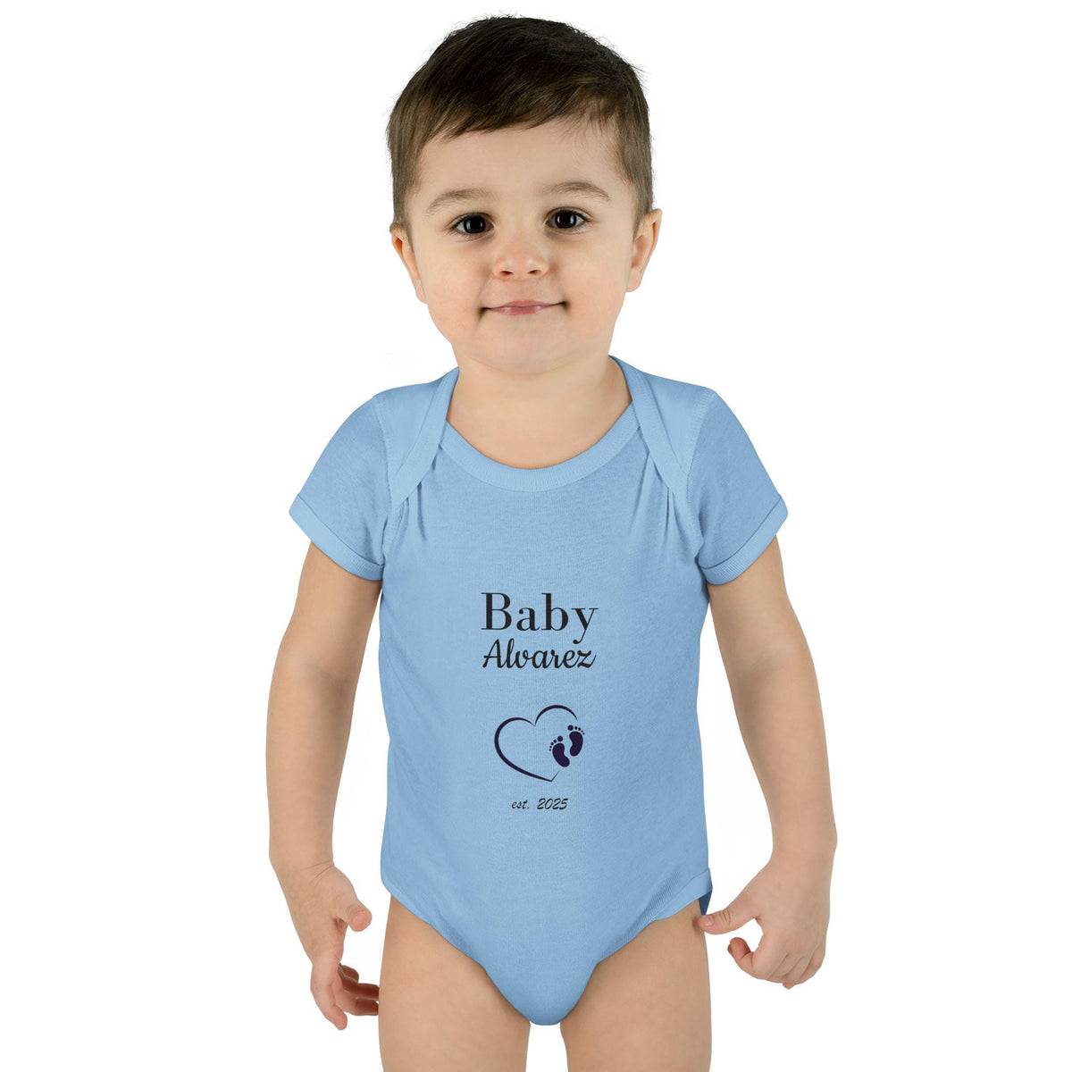 Personalized Baby Footprint Bodysuit | Custom Name, Pregnancy Announcement