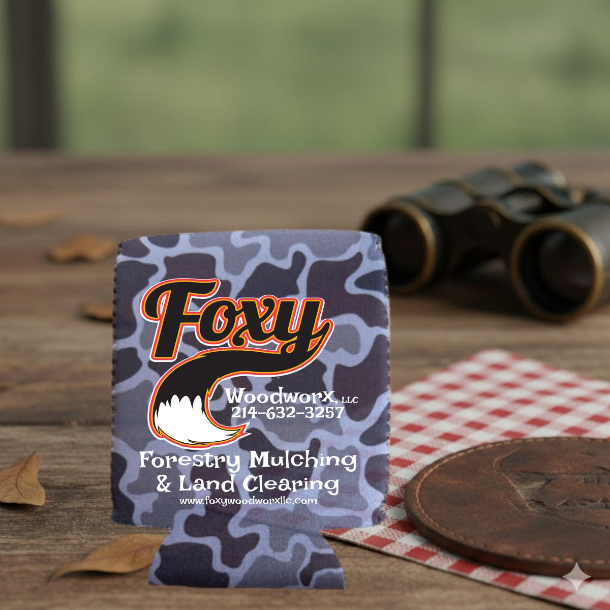 Custom Camo Can Koozie – Personalized Hunting Beverage Insulator (Bundle of 25)