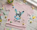 Custom Bunny with Baseball Cap and Bubbles Kids Tee | Personalized Easter Shirt