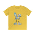 Personalized Watercolor Bunny Baseball Cap Shirt for Boys, Custom Easter Name Tee
