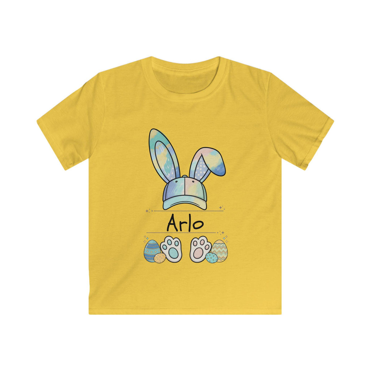 Personalized Watercolor Bunny Baseball Cap Shirt for Boys, Custom Easter Name Tee