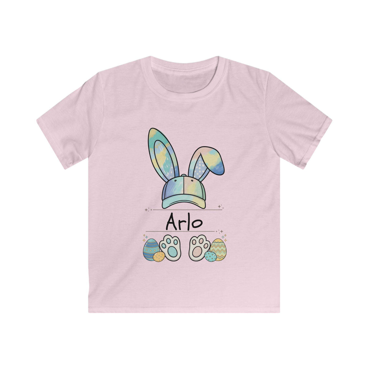 Personalized Watercolor Bunny Baseball Cap Shirt for Boys, Custom Easter Name Tee