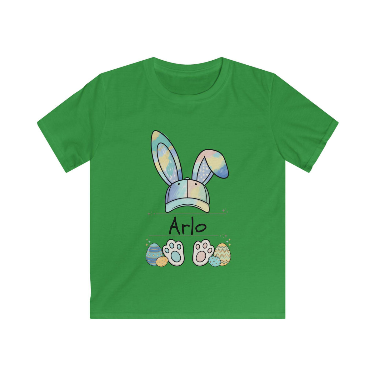 Personalized Watercolor Bunny Baseball Cap Shirt for Boys, Custom Easter Name Tee