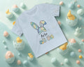 Personalized Watercolor Bunny Baseball Cap Shirt for Boys, Custom Easter Name Tee