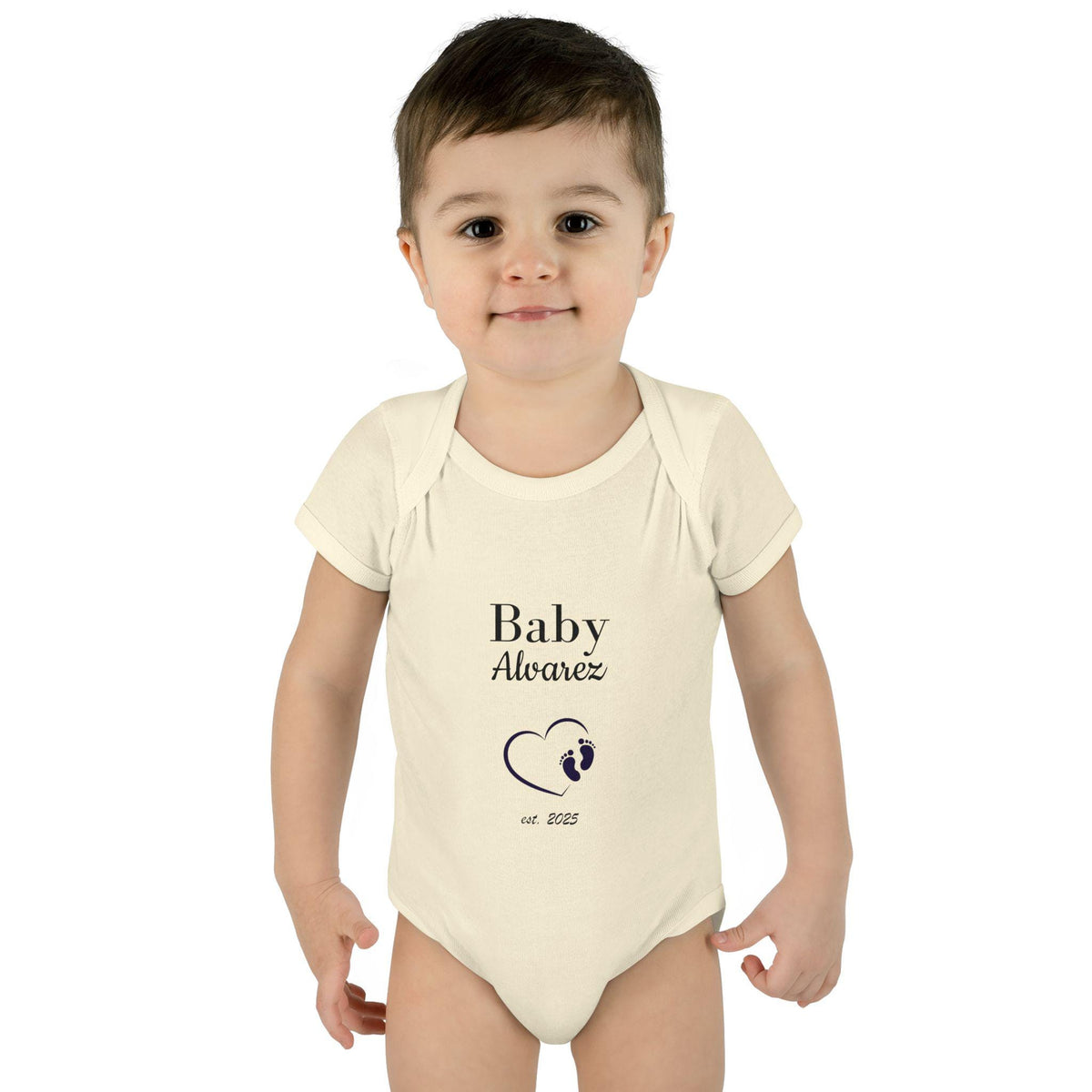 Personalized Baby Footprint Bodysuit | Custom Name, Pregnancy Announcement
