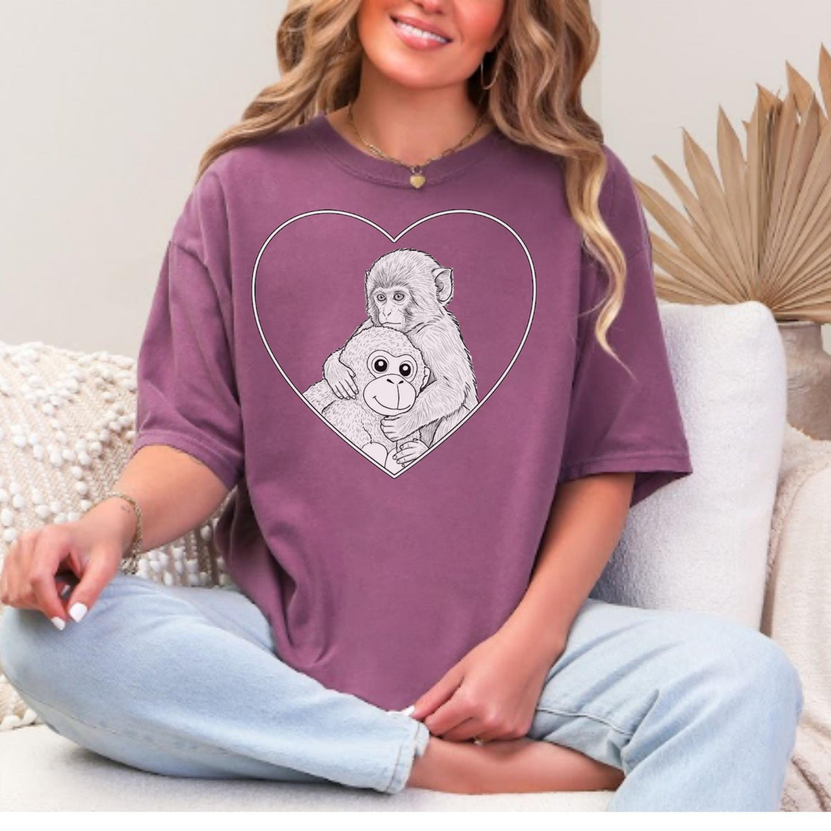 Punch the Monkey Hugging Plushie Comfort Colors Tee