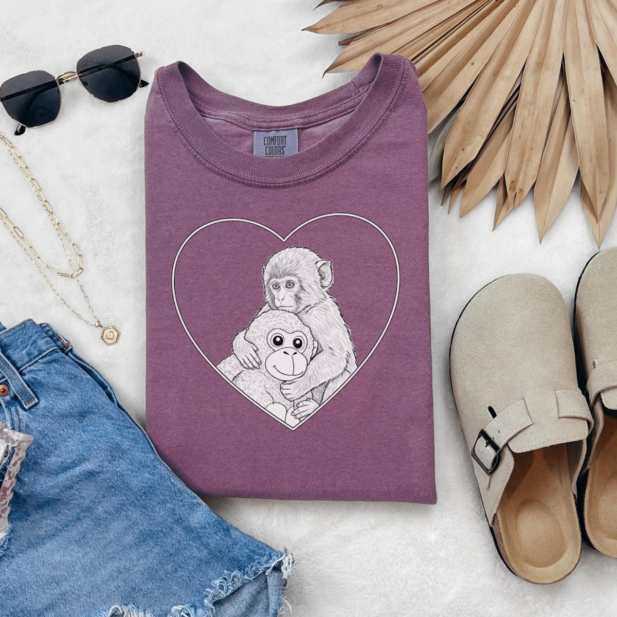 Punch the Monkey Hugging Plushie Comfort Colors Tee