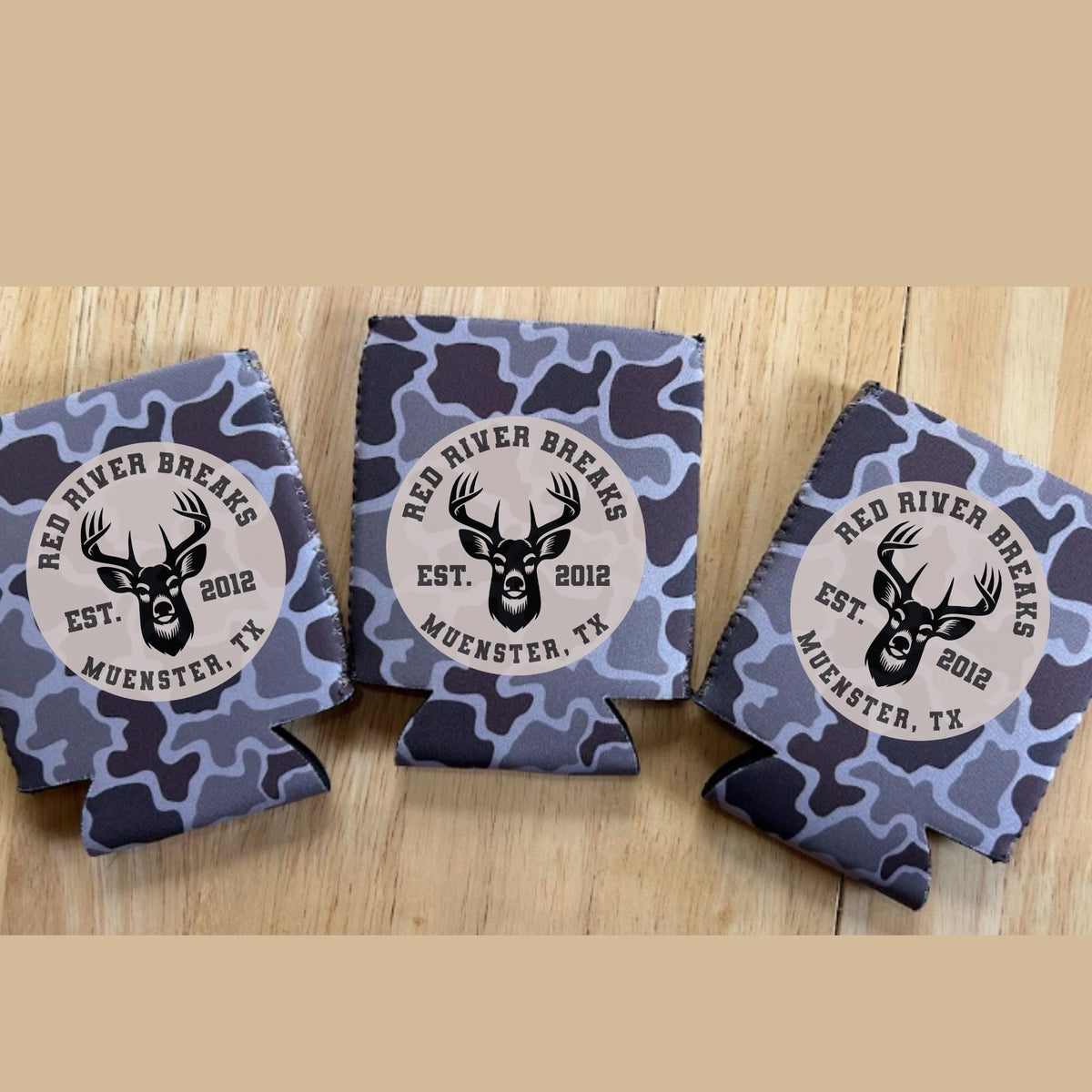 Custom Camo Can Koozie – Personalized Hunting Beverage Insulator (Bundle of 25)