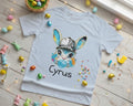 Custom Bunny with Baseball Cap and Bubbles Kids Tee | Personalized Easter Shirt