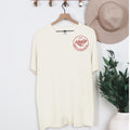Embroidered logo close-up on Comfort Colors tee