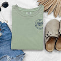 Embroidered logo tee shown in Bay colorway